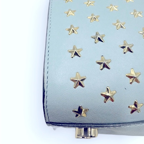 Auth Jimmy Choo Light Blue Star Studded 2way Mini Riley Satchel Top Hanfle Tote - Picture 9 of 15